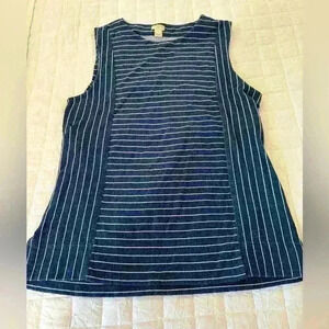 J CREW Women's Size SMALL Blue/White Striped Pullover Sleeveless Top